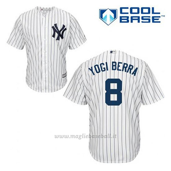 Maglia Baseball Uomo New York Yankees Yogi Berra 8 Bianco 1ªCool Base